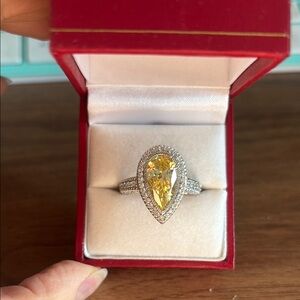 Judith Ripka yellow stone cocktail ring